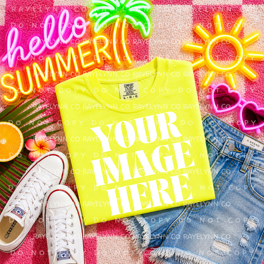 COMFORT COLOR NEON YELLOW BLANK MOCK UP- DIGITAL DOWNLOAD