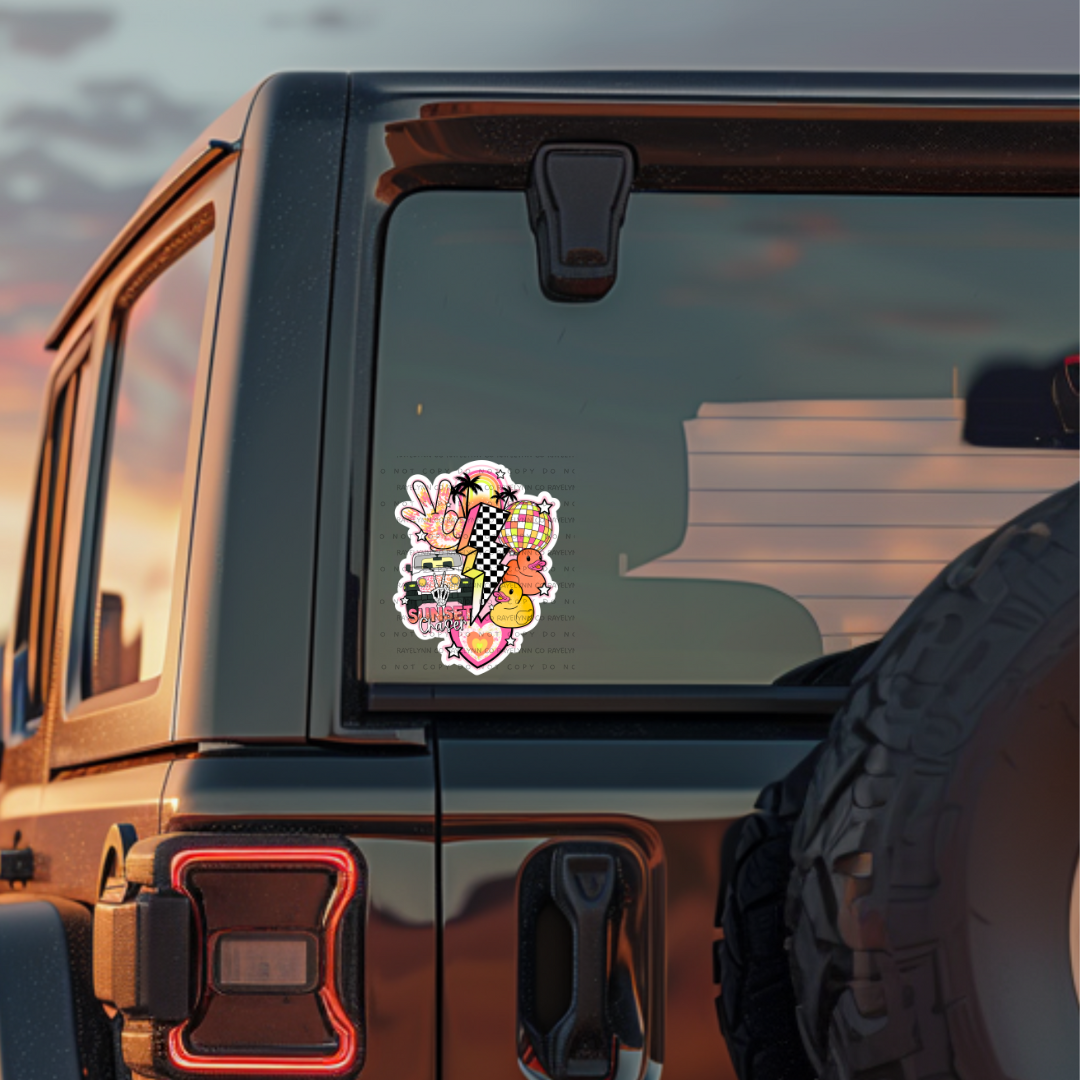 PINK SUNSET CHASER- DIE CUT STICKER