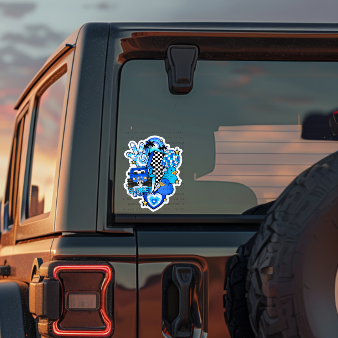 BLUE SUNSET CHASER- DIE CUT STICKER