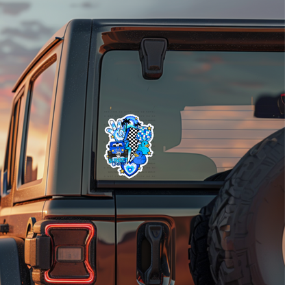 BLUE SUNSET CHASER- DYE CUT STICKER