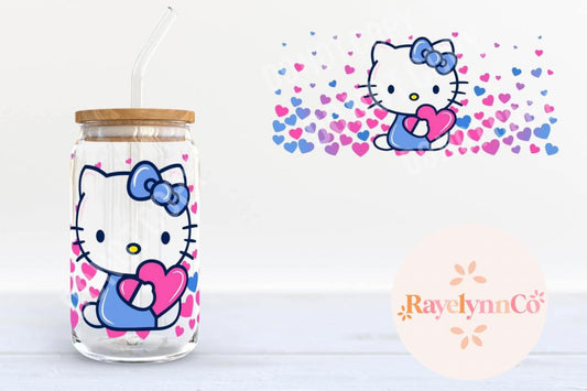 PURPLE KITTY- 16 OZ GLASS TUMBLER