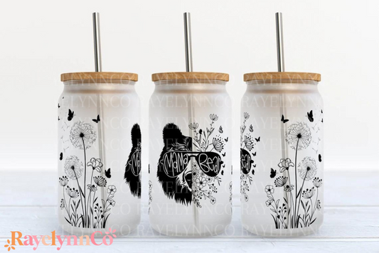 MAMA BEAR- 16 OZ GLASS TUMBLER