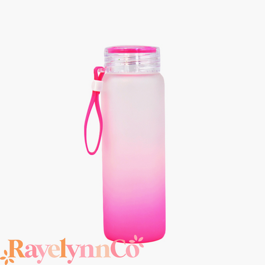 PINK GLASS WATER BOTTLE 16 OZ