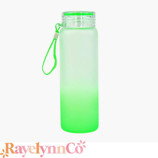 GREEN GLASS WATER BOTTLE 16 OZ