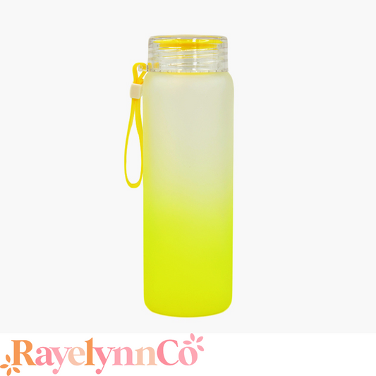 YELLOW GLASS WATER BOTTLE 16 OZ